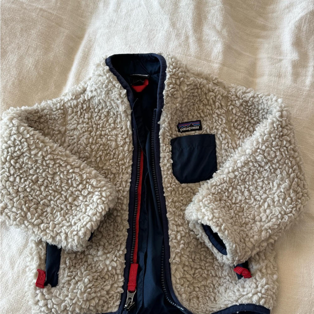 Patagonia Kids' Cream and Navy Sherpa Jacket